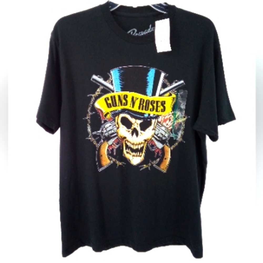 NWT Bravado Guns N' Roses Band Tee Black Skull Top Hat 100% Cotton M Classic